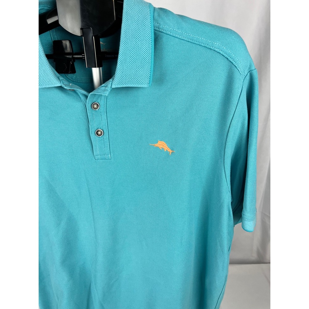 Tommy‎ Bahama Polo Shirt Men's Large L Turquoise Orange Embroidered Logo